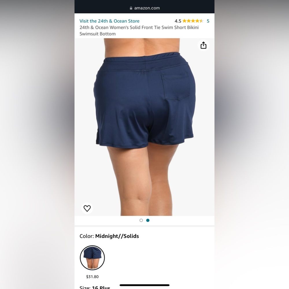 24 & Ocean Swimwear Solid Shorts with underwear attached. NWT - Picture 2 of 11